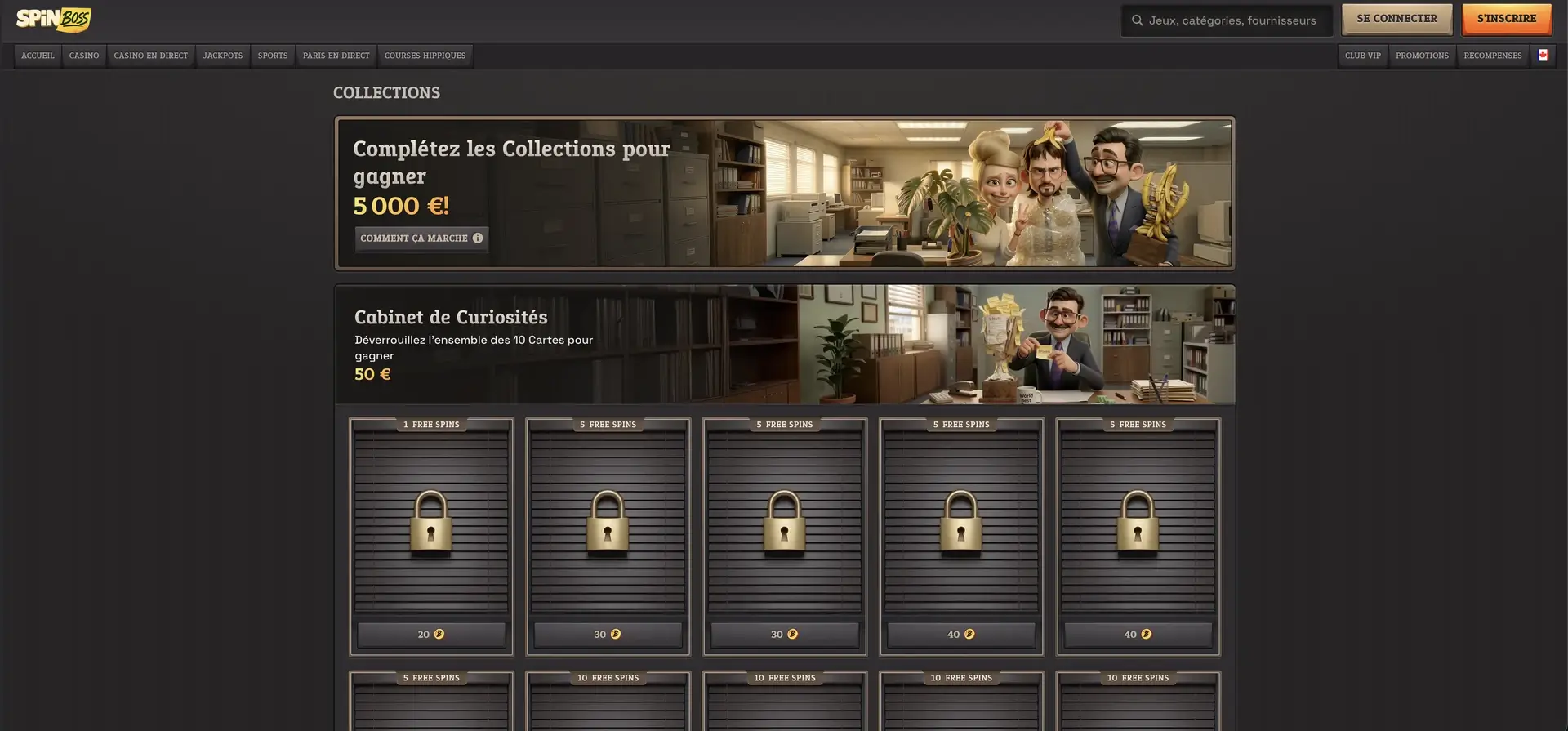 Collections et récompenses Spinboss